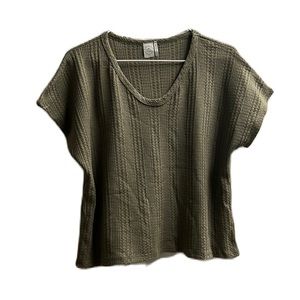 Paper Crane, U Neckline, 33% Rayon Top, Olive Green, Size: Small
